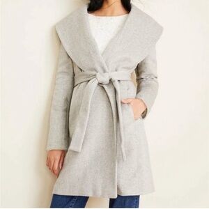 Ann Taylor Shawl Wrap Collar Coat - Small Taupe